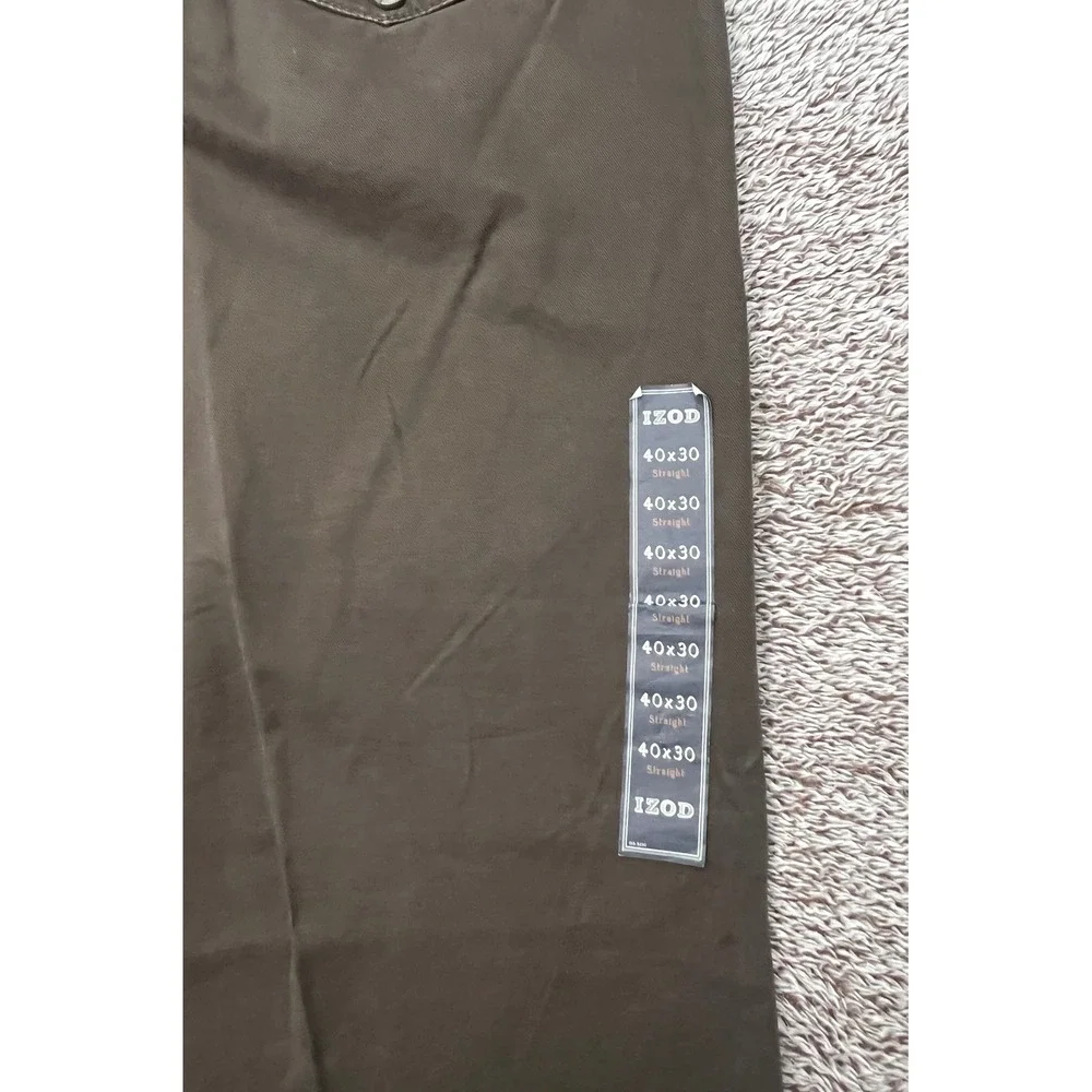 IZOD Men's Vintage Chino Pants 40x30 Brown Straight Leg 100% Cotton NWT